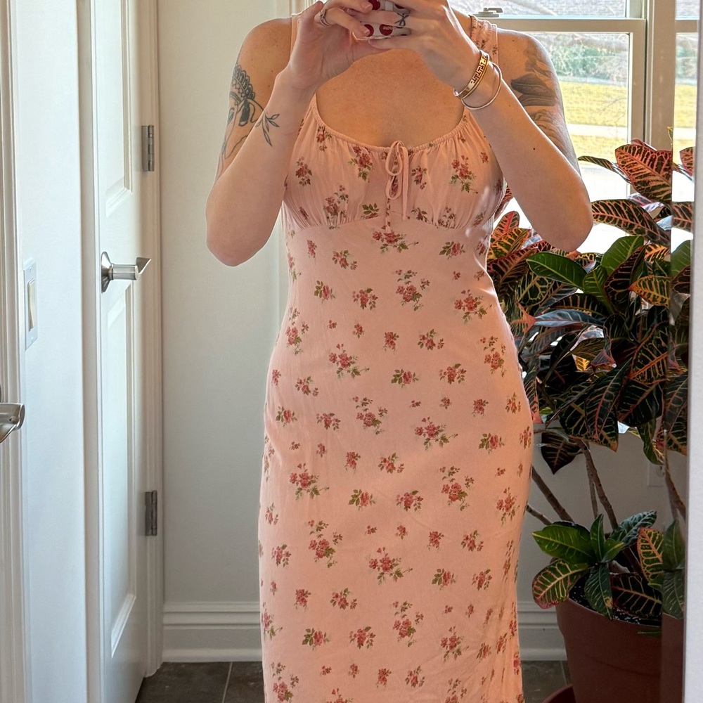 Reformation Pink Floral Midi Dress